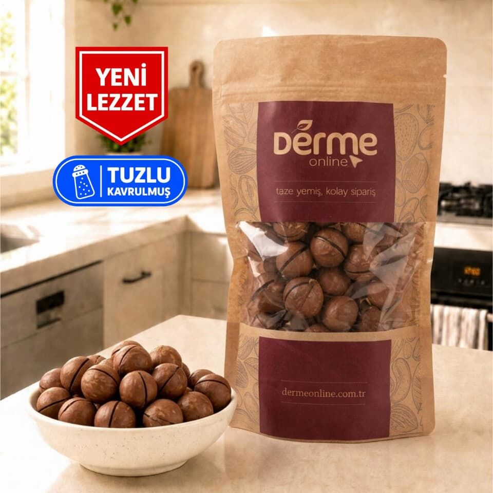 Kabuklu Kavrulmuş Makademya Fındığı - Tuzlu