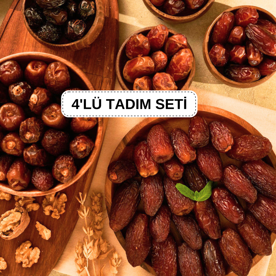 Derme 4lü Hurma Tadım Seti Medjoul,Mebrum, Sugai ve Acve (4 x 125 g Toplam 500 g) 500 Gram