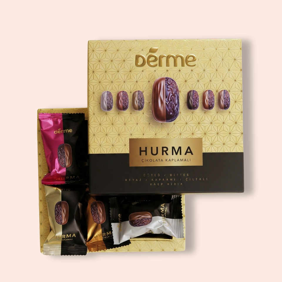 Hurma - Bademli Çikolata Kaplı (Bitter, Sütlü, Beyaz, Karamel, Çilek, Kıtır) - 300 gr